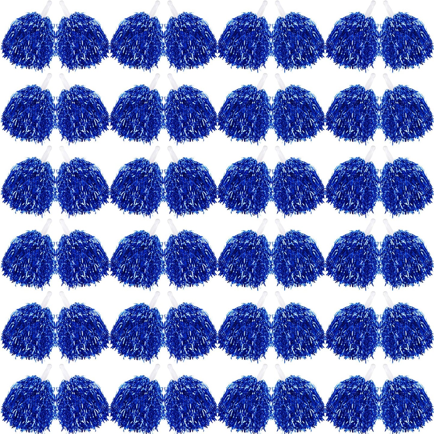 Metallic Foil Cheerleading Pom Poms – 60 Pack, Blue
