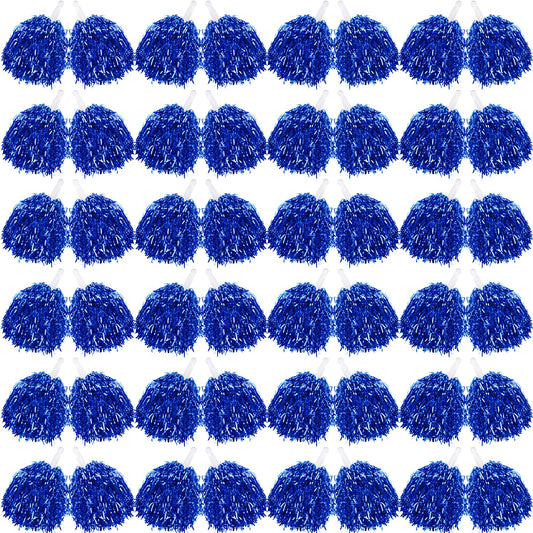 Metallic Foil Cheerleading Pom Poms – 60 Pack, Blue