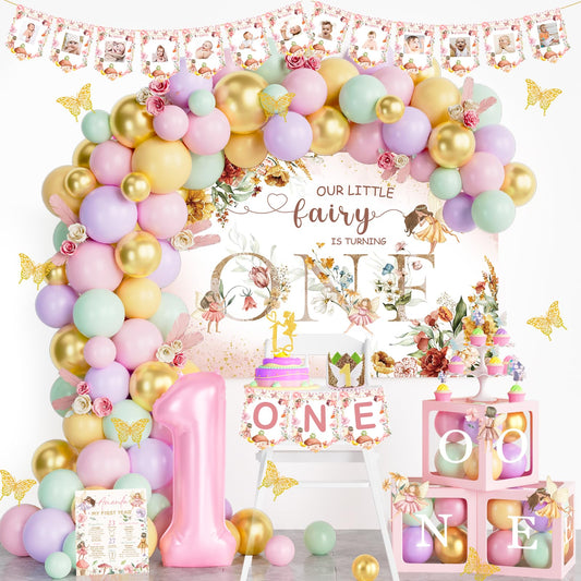 Floral Fairy First Birthday Decorations – 164 Piece Set