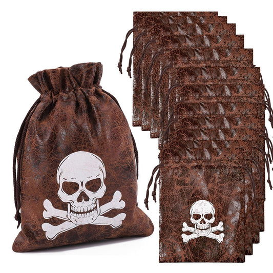 Pirate Skull Drawstring Loot Bags – 24 Pack