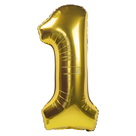 Gold Number 1 Shiny Foil Birthday Balloon - 32 Inch