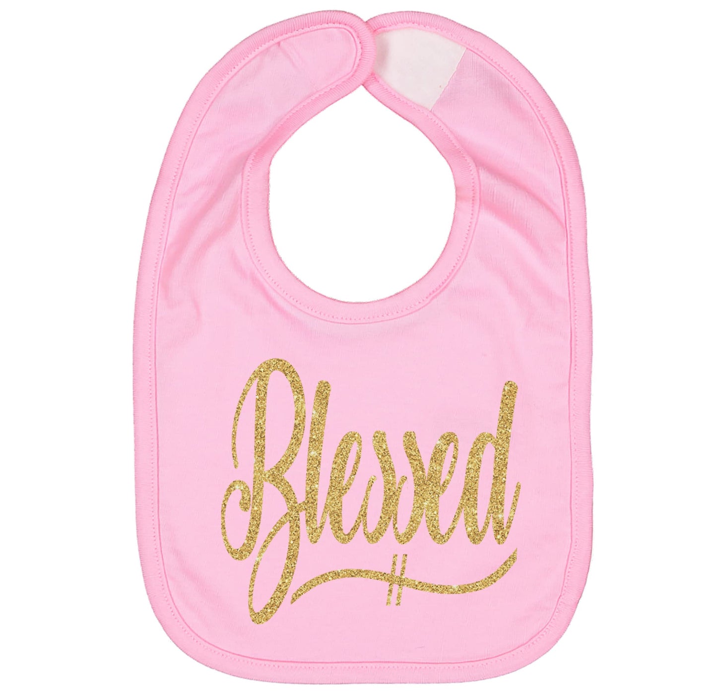 Aidens Corner Handmade Gold Blessed Bibs - Baby Boy Girl Gift For Christening or Baptism (Gold Pink)