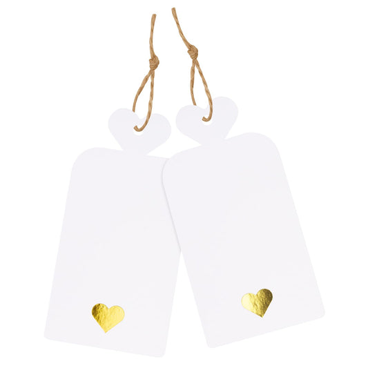 Gold Heart Foil Gift Tags with String – 100 Pack