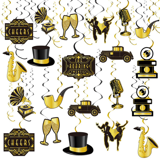 Roaring 20s Hanging Swirl Party Decorations