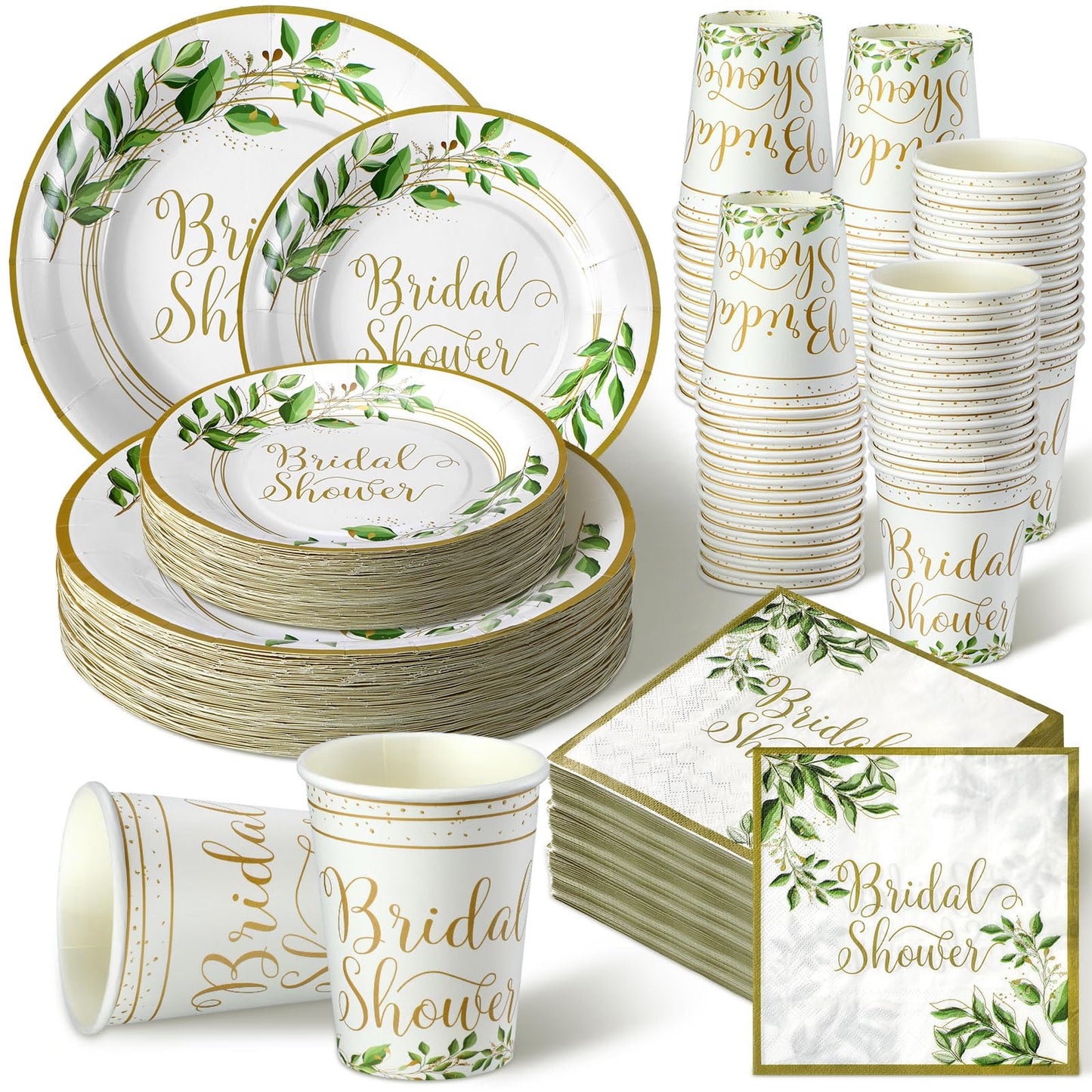Eucalyptus Bridal Shower Tableware Set – 250 Piece