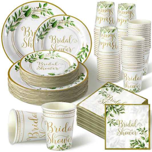 Eucalyptus Bridal Shower Tableware Set – 250 Piece
