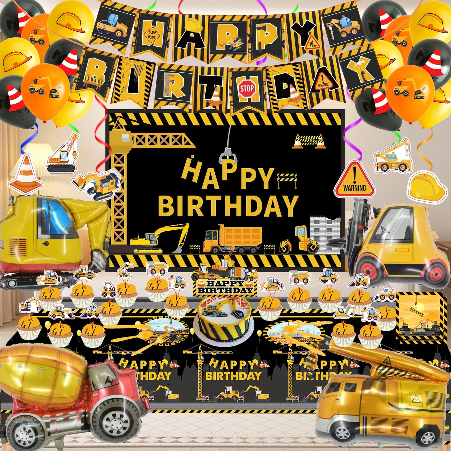 Construction Birthday Party Decoration & Tableware Set