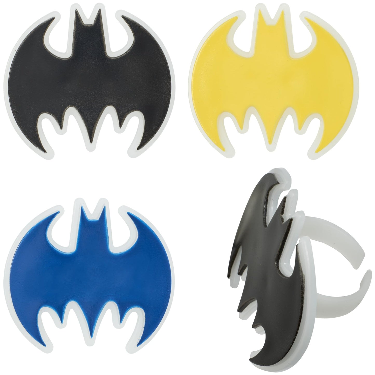 Dark Knight Glow-in-the-Dark Cupcake Topper Rings – 24 Pack