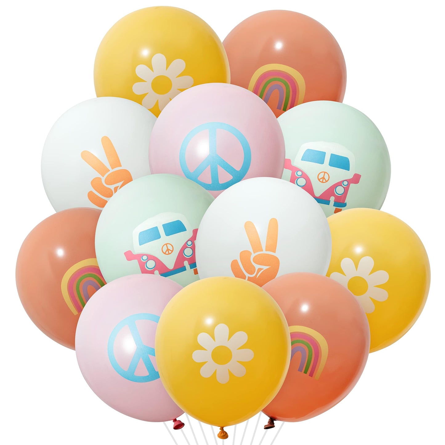 Groovy Retro Hippie Smiley Face Party Balloons – 50 Pack