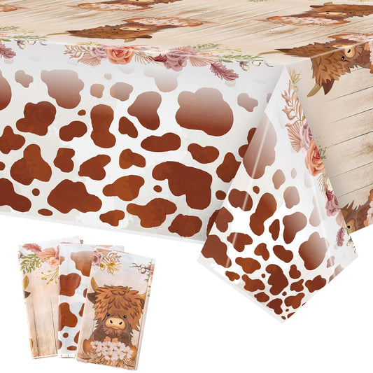 Highland Cow Plastic Tablecloth - 3 ct
