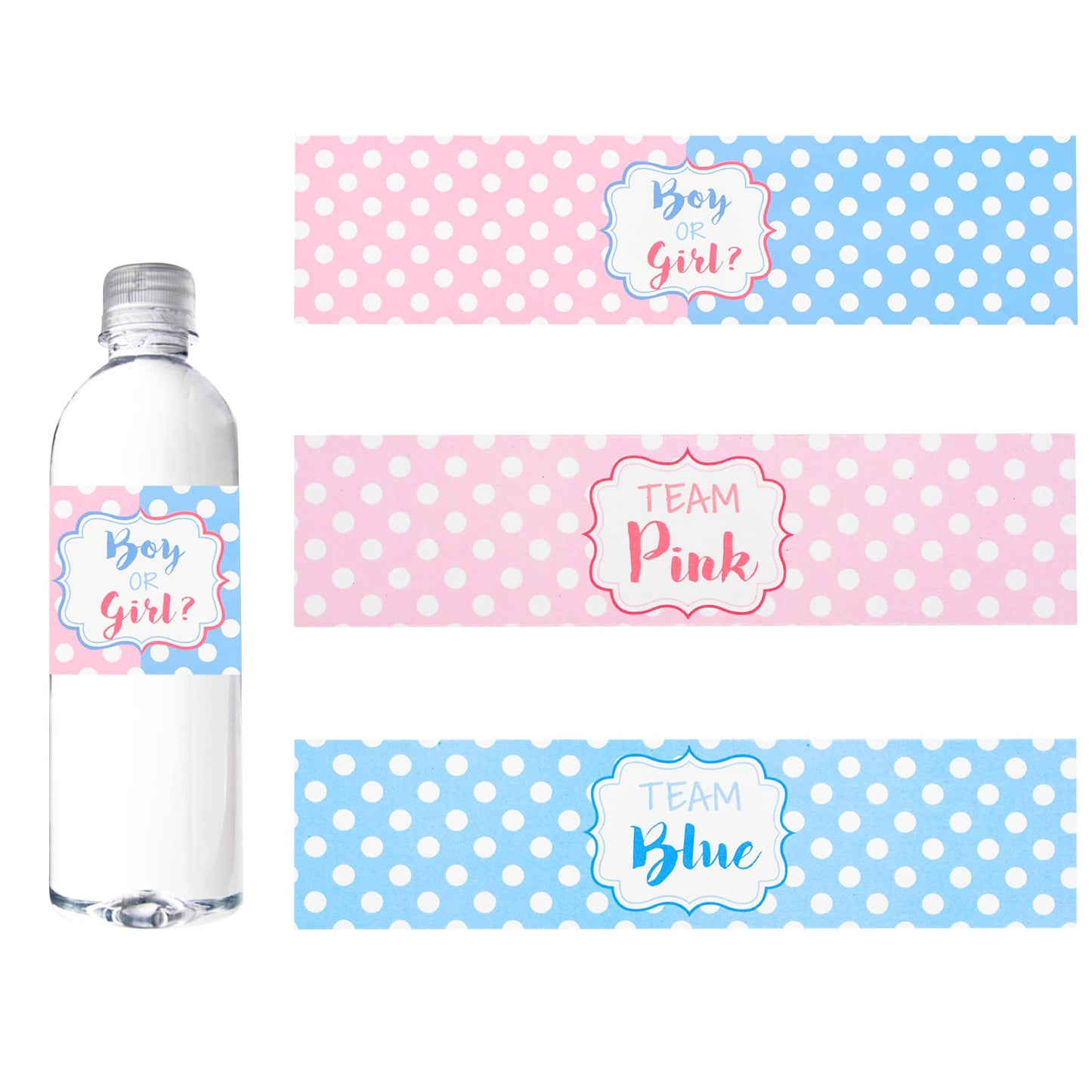 Gender Reveal Water Bottle Labels – 60 Pack