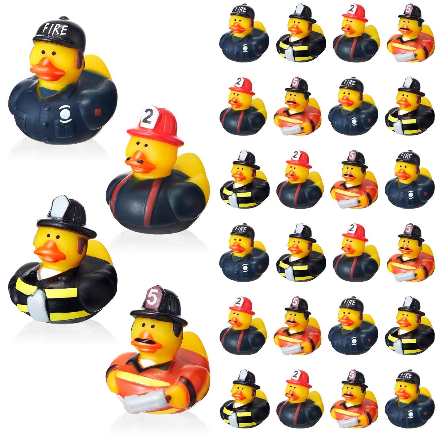 Fireman Rubber Duck Party Favours – 50 Pack, 4 Styles