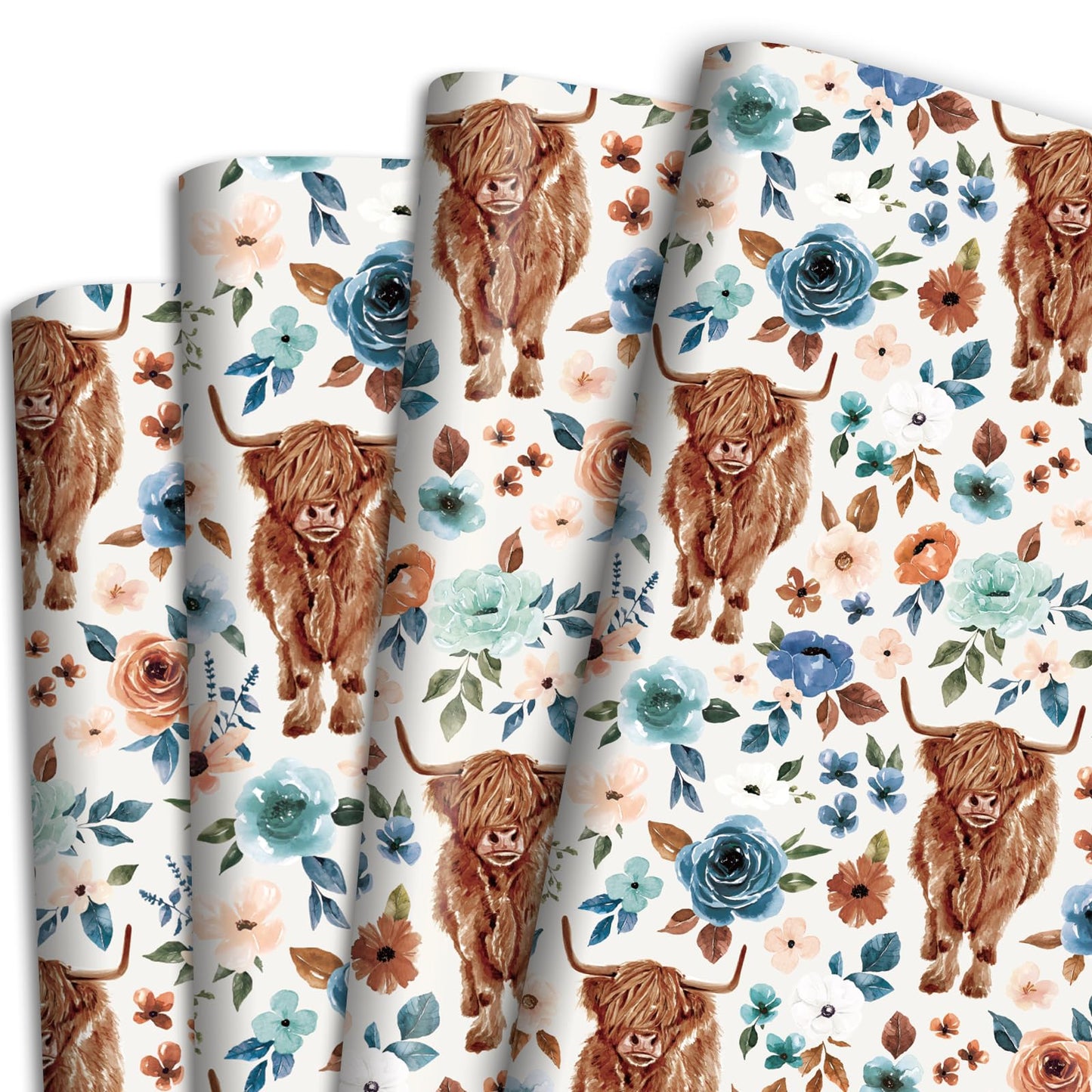 Boho Highland Cow Wrapping Paper
