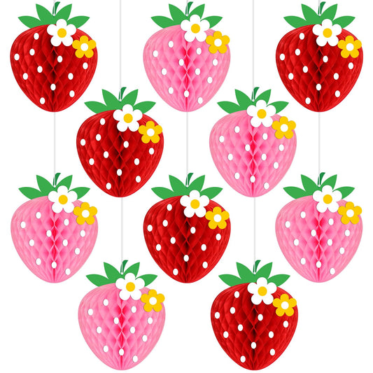 Strawberry Honeycomb Ball Party Decorations – 10 Pack