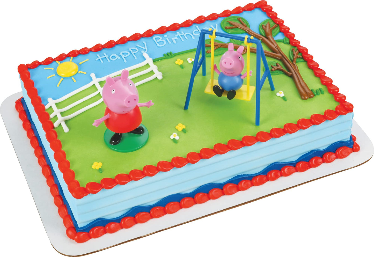 Pink Piggy Character Playful Swing Birthday Cake Topper Set