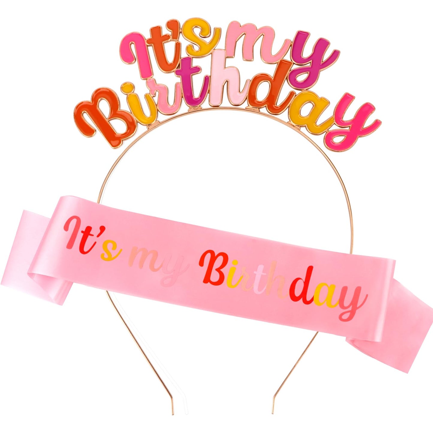 Chanaco Birthday Sash and Crown Birthday Headband for Women Happy Birthday Tiara and Sashes Set Birthday Headwear for Party Favor Birthday Hat Decoration Hair Accessories