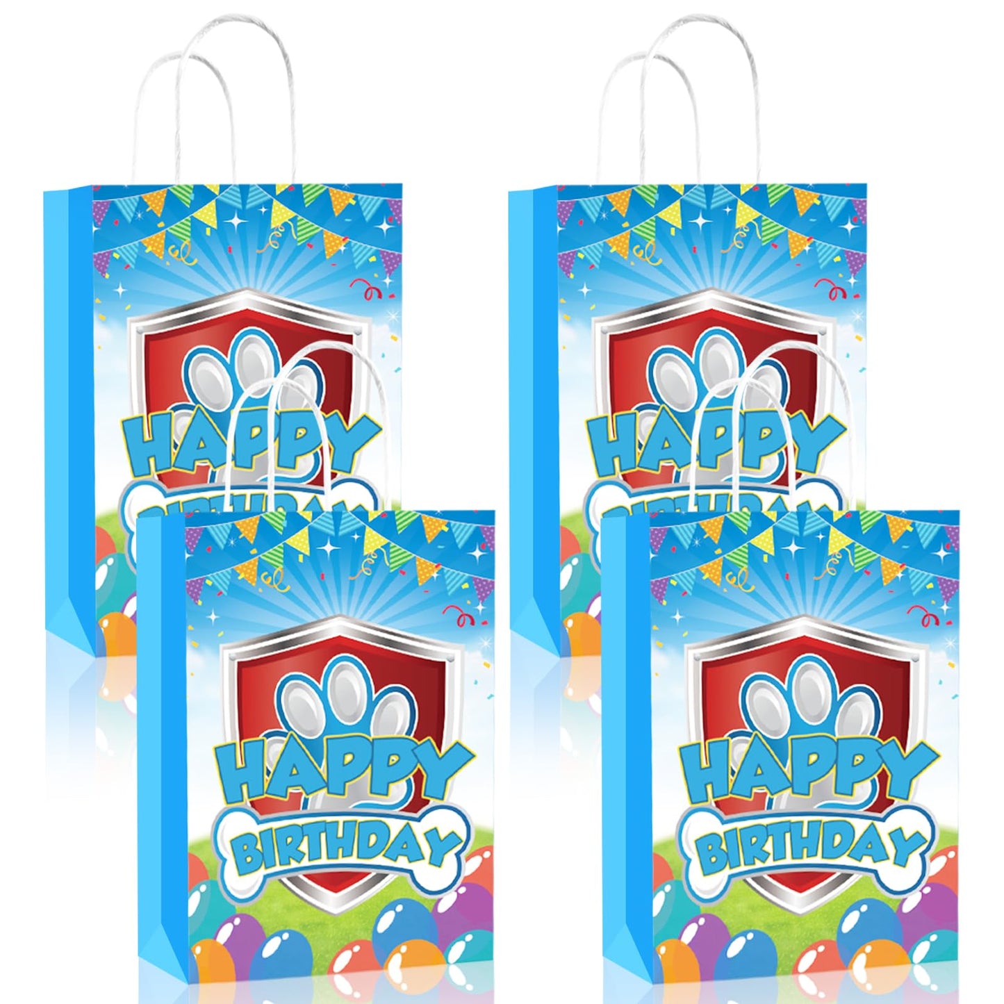 Dog Paw Print Party Favor Bags 16-Pack Birthday Goodie Bags