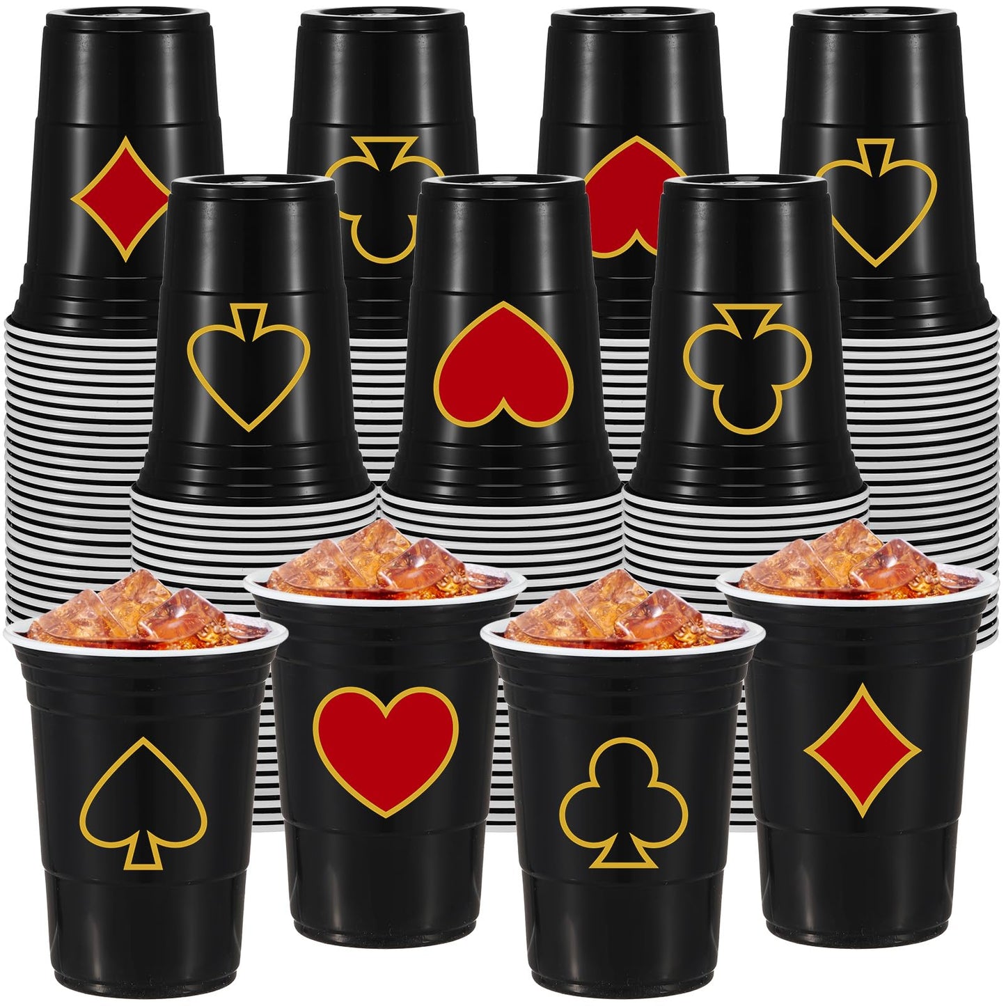 Casino Poker Party Plastic Cups 16oz – 100 Pack