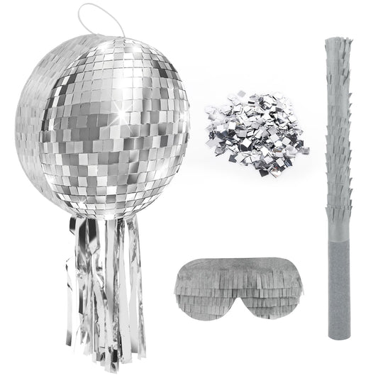 Disco Ball Piñata Set with Eye Mask, Stick & Confetti