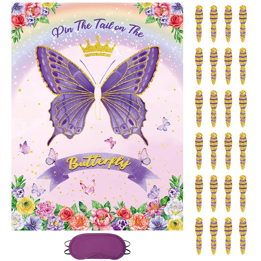 Purple Butterfly Pin the Tail Party Game