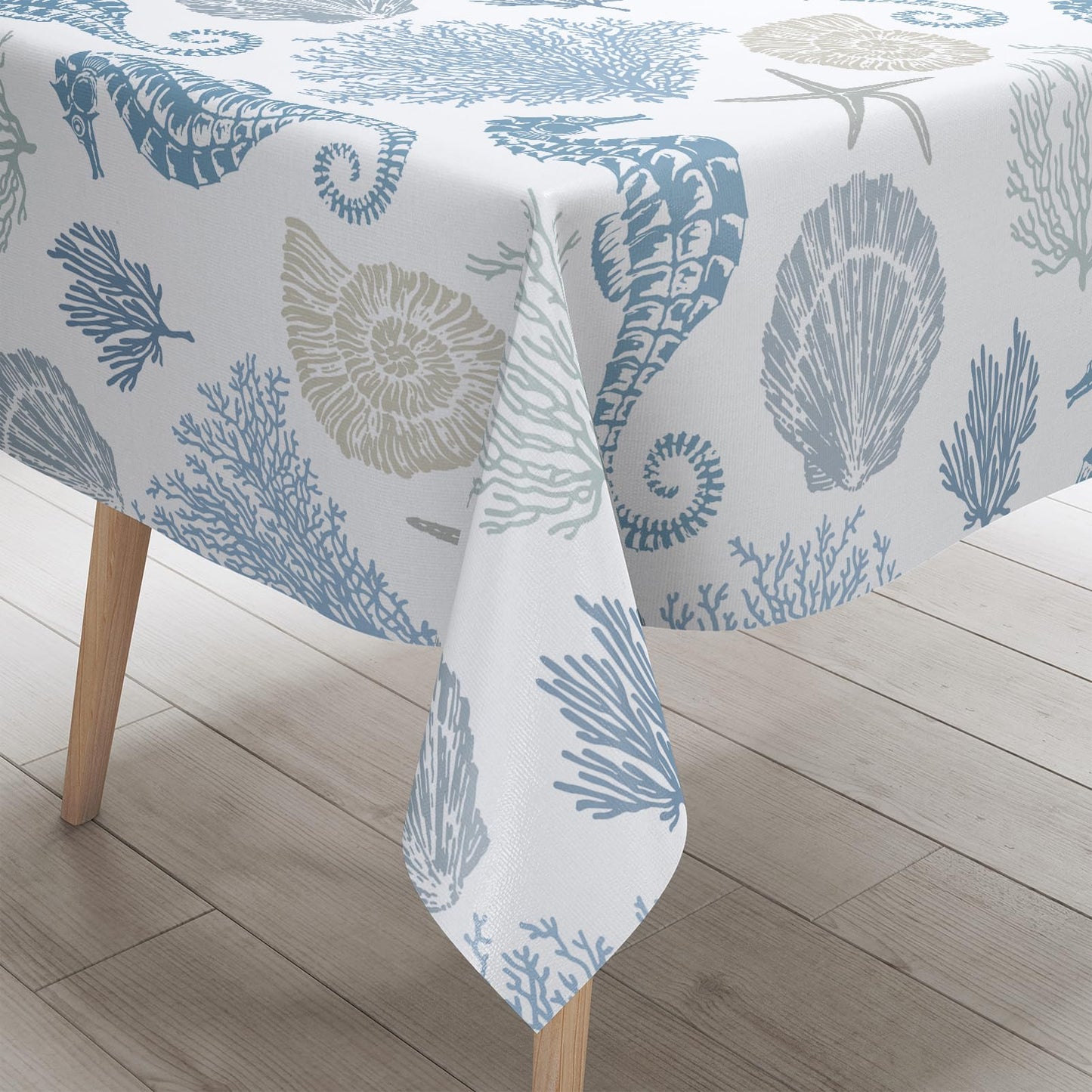 weesire Coastal Nautical Rectangle Tablecloth Ocean Themed Beach Decorative Waterproof Table Covers for Dining Room Kitchen Living Room 60x84 Inches