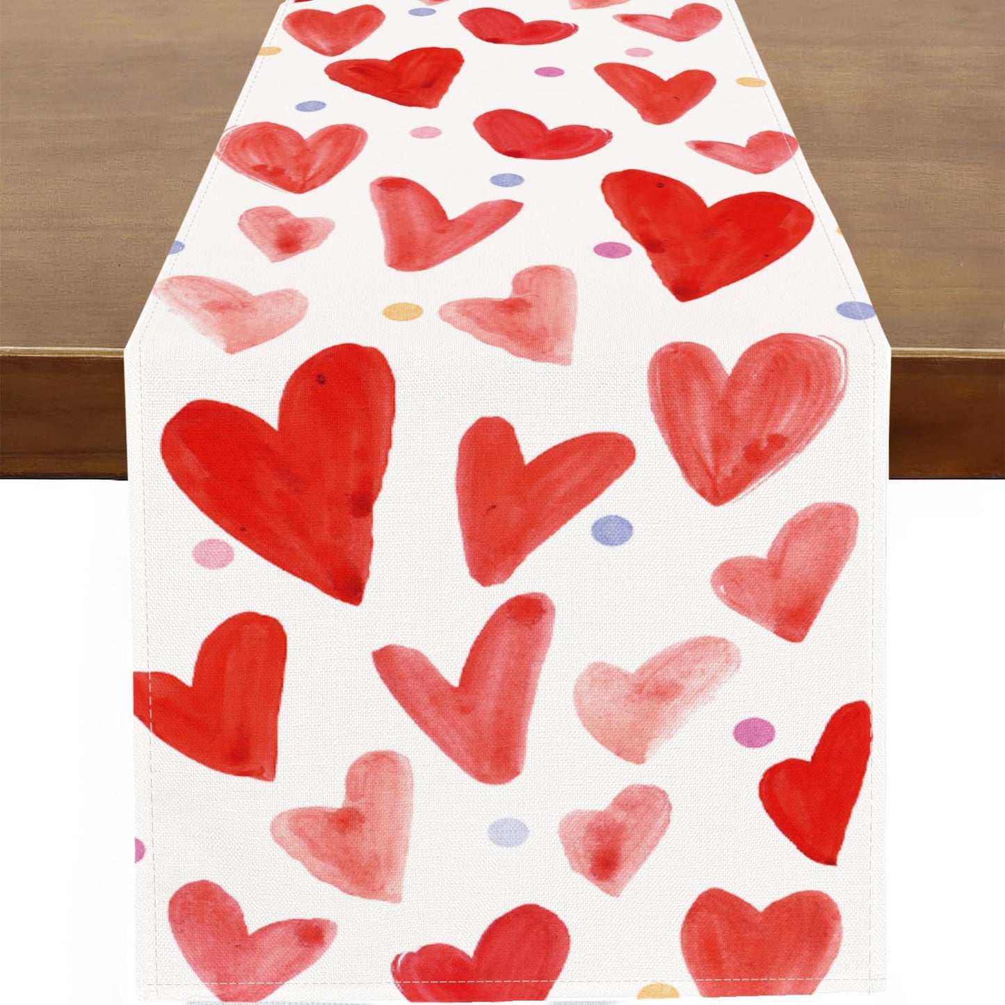 Baccessor Valentines Day Table Runner Red Pink Love Hearts Runner for Table Kitchen Dinning Table Decor for Wedding Anniversary Party Holiday Home Valentine Decor 13x72 Inch