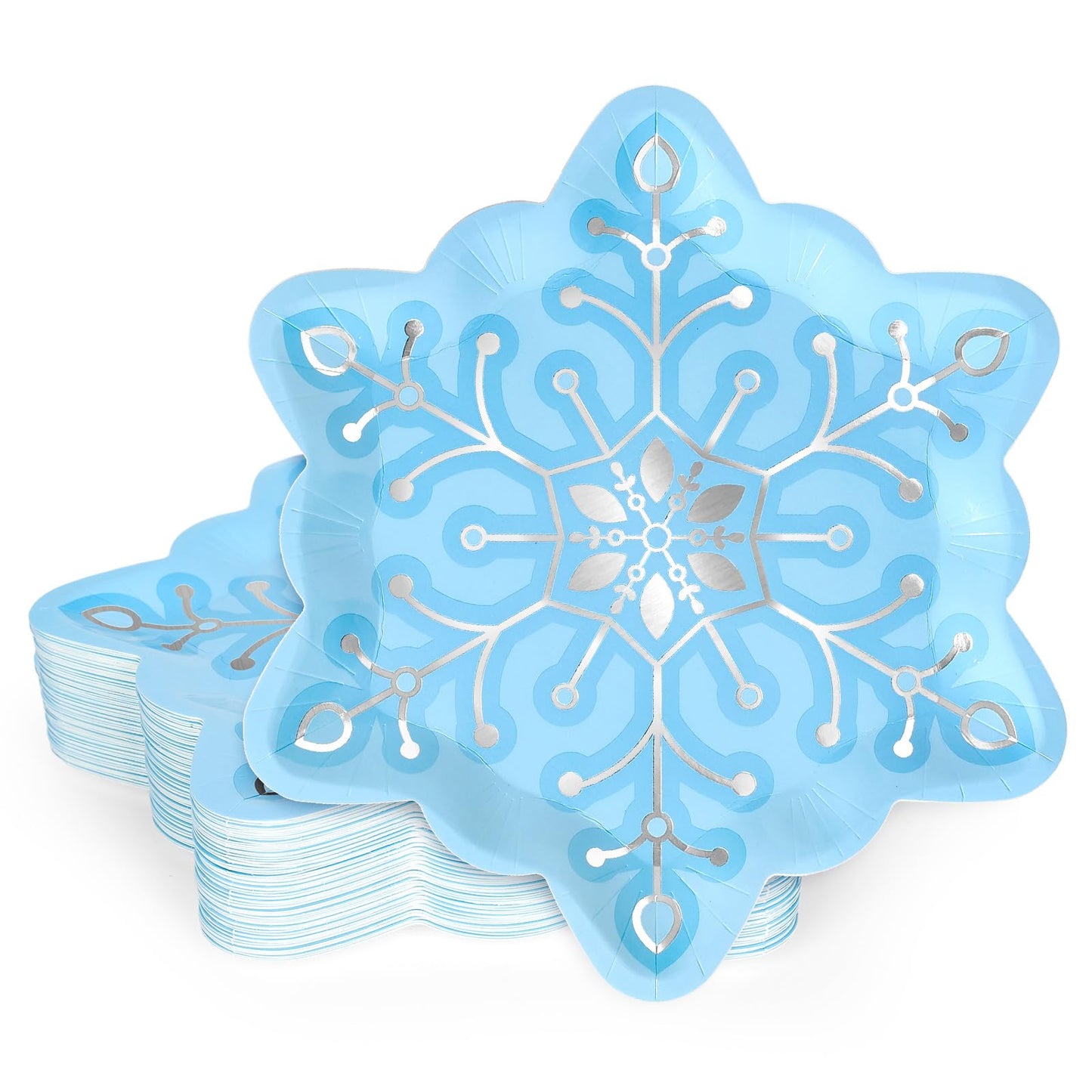 Winter Snowflake Blue Dessert Plates – 24 Pack