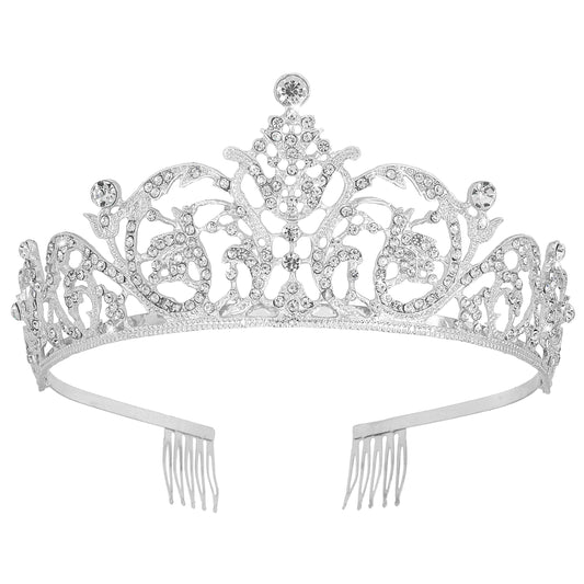 Silver Rhinestone Tiara Crown Headband
