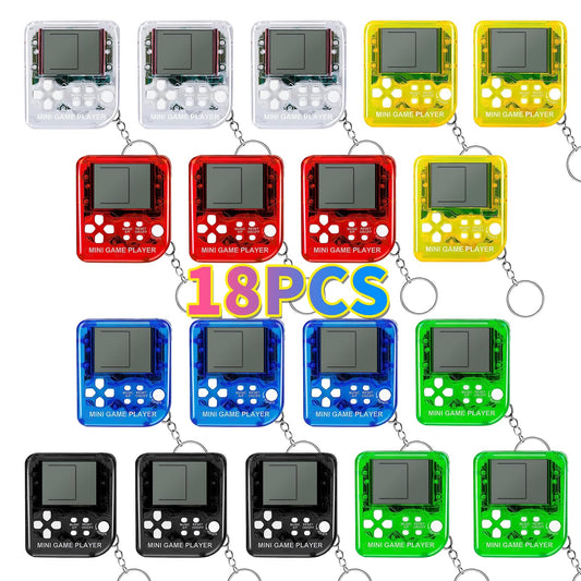 Video Game Keychain Mini Console Party Favours – 18 Pack, 6 Colours