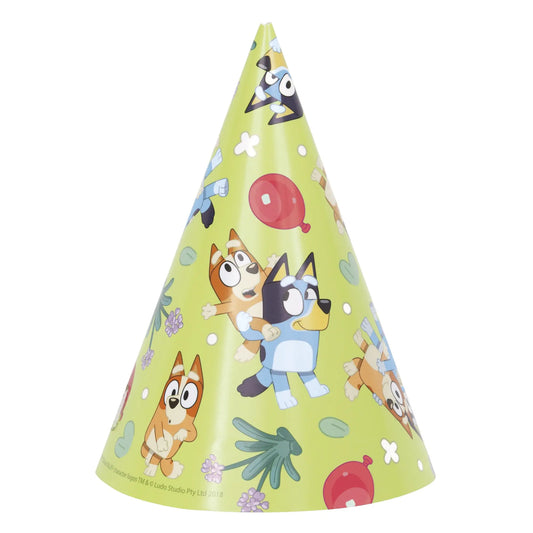 8-Pack Bluey Party Hats – Kids Birthday Cone Hats