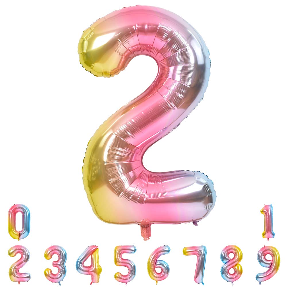 Rainbow Number 2 Giant Foil Balloon - 40 Inch