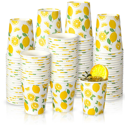 Lemon Disposable Paper Party Cups 9oz – 100 Pack