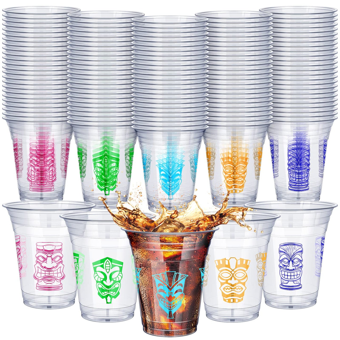 Tiki Plastic Party Cups 16oz – 100 Pack