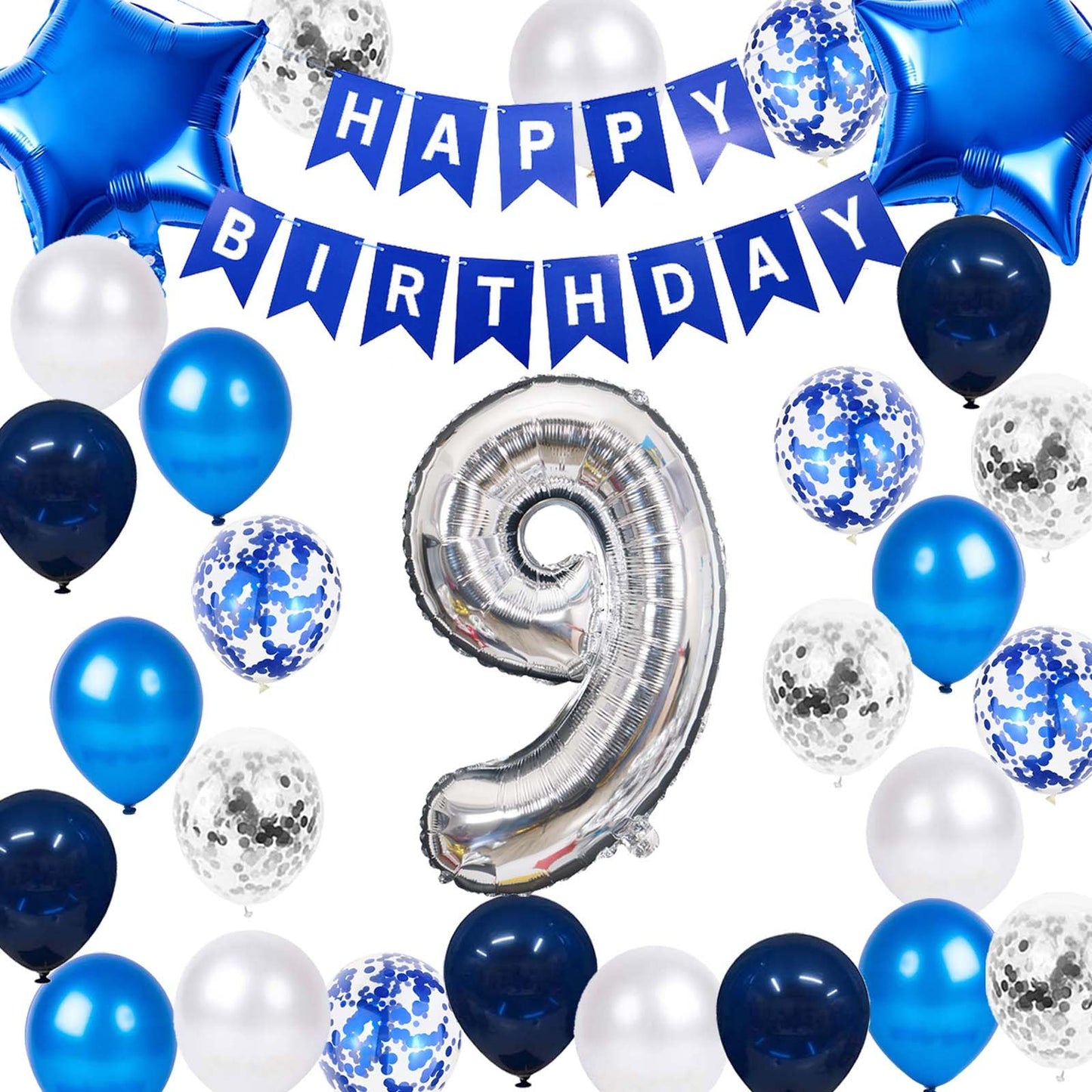 Blue 9th Birthday Party Supplies Set – Boys