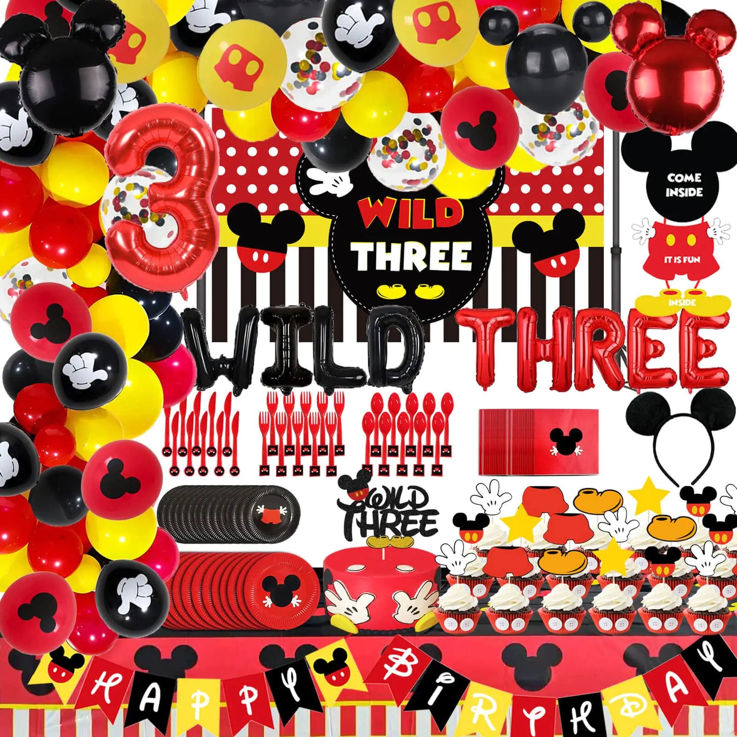 Wild Three 3rd Birthday Party Kit - 221 ct