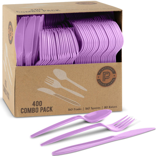 Purple Plastic Party Utensils Set - 400 ct