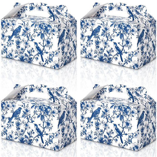 Blue Floral Bird Chinoiserie Gable Gift Boxes – 24 Pack