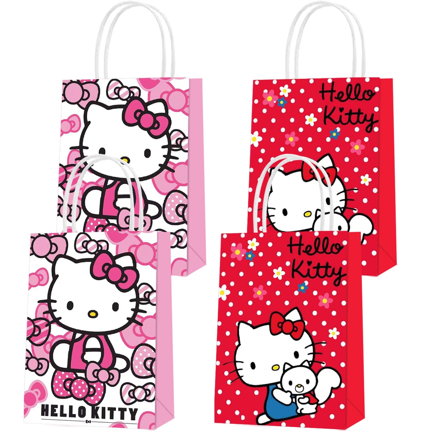 Cat Party Paper Gift Bags with Handles - 16 ct