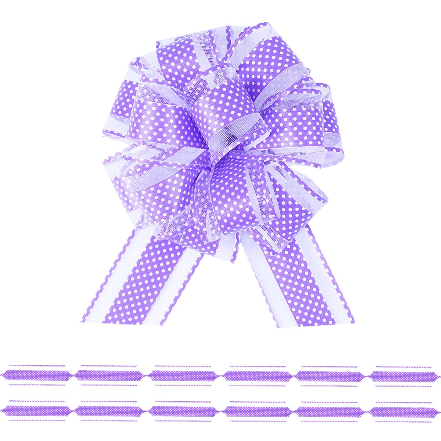 6 PCS Wave Point Large Pull Bows6 inches Gift Bows for Gift Basket Gift Bag Box Wrapping Decor Valentines Day Birthday Anniversary Wedding Florist Packaging (Light Purple)