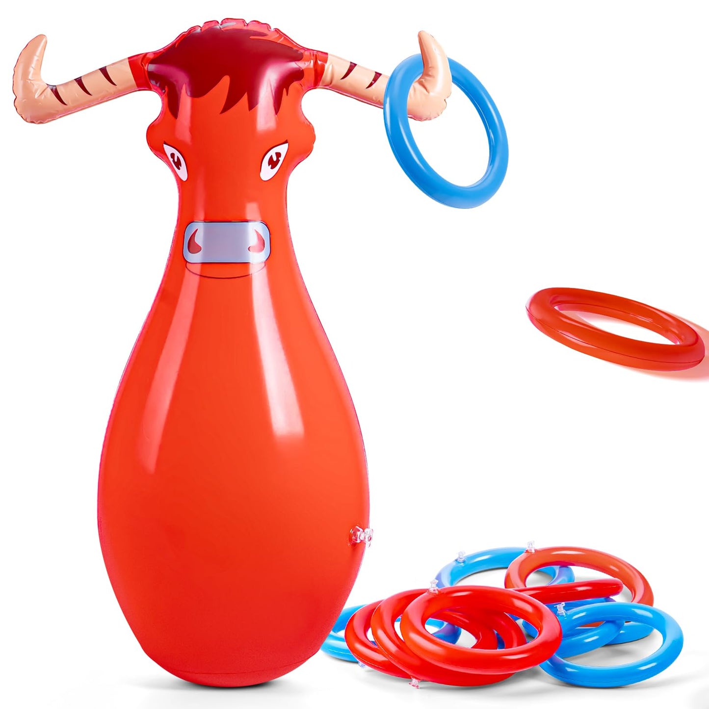 Inflatable Bull Ring Toss Outdoor Party Game Set