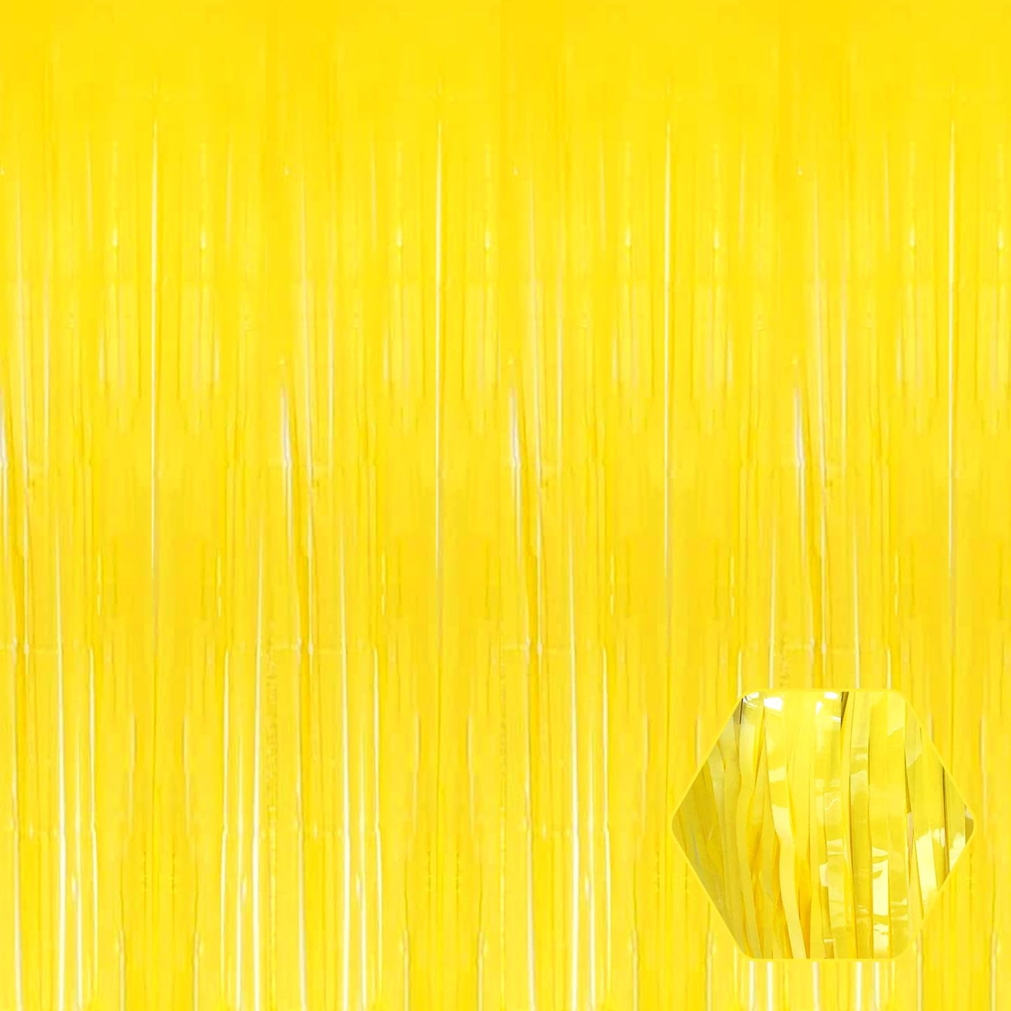 Yellow Metallic Foil Fringe Curtain Party Backdrops - 3 ct