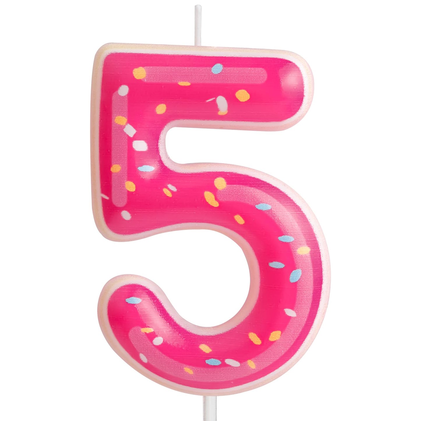 Pink Donut Number 5 Birthday Cake Candle