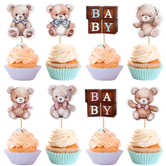We Can Bearly Wait Bear Cupcake Toppers – 40 Pack