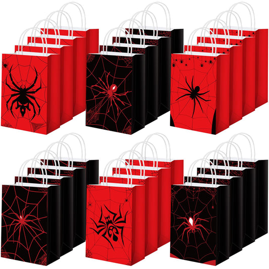 Spider Web Double-Sided Party Favor Bags Black & Red - 24 ct