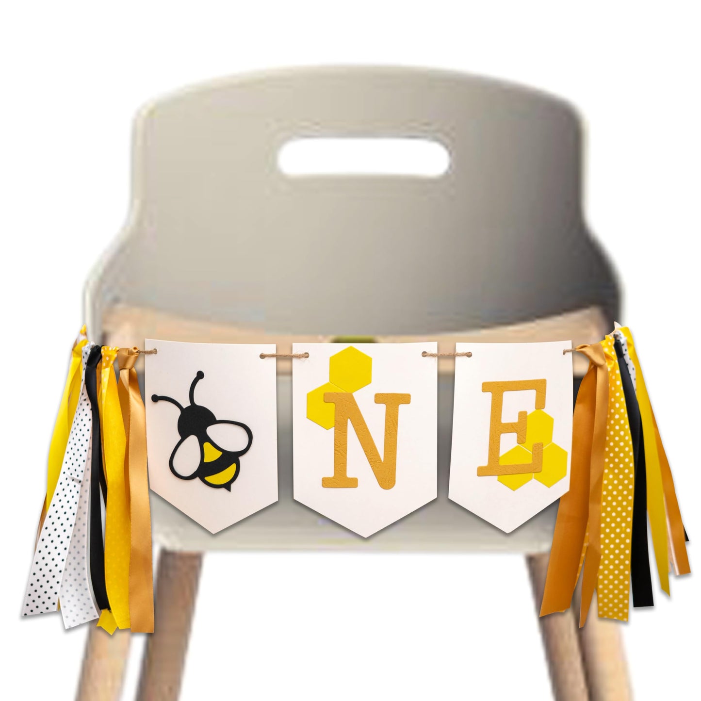 Happy 1st Bee Day High Chair Banner for Bee-Themed Birthday