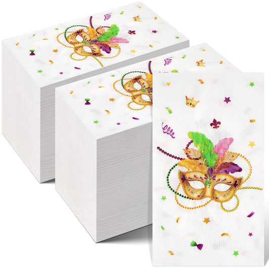Mardi Gras Festive Paper Cocktail Napkins – 200 Pack