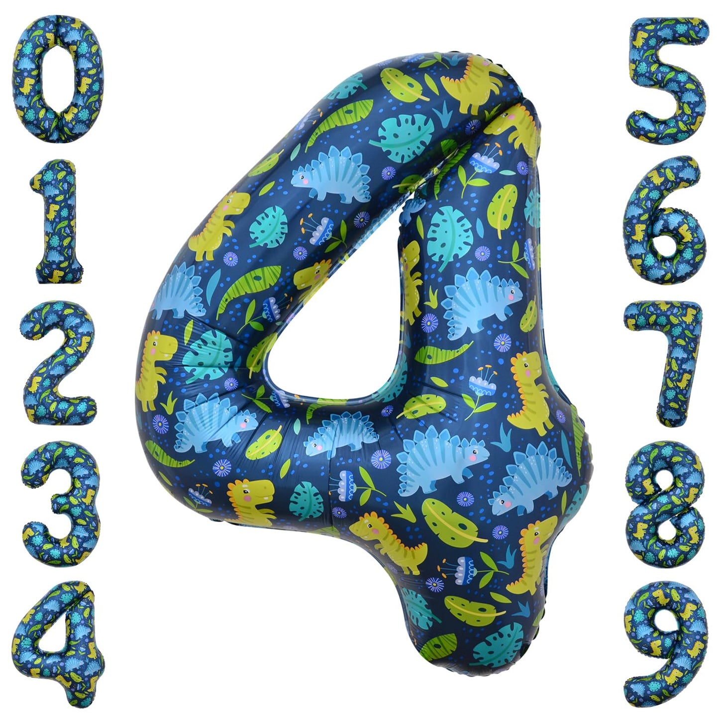 Dinosaur Number 4 Giant Foil Birthday Balloon – 40 Inch