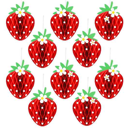 Strawberry Honeycomb Balls Party Decorations – 24 Pack