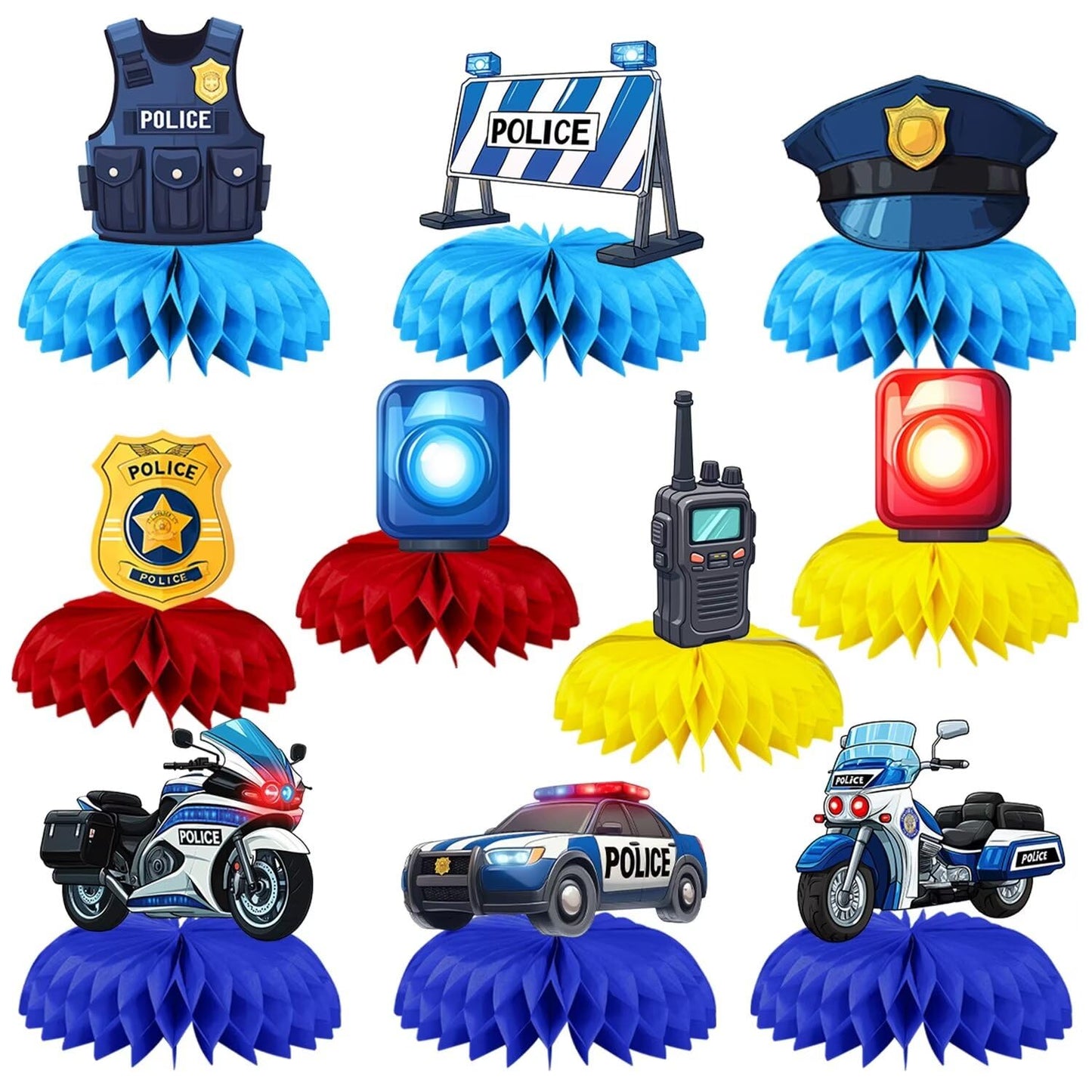 Police Car Honeycomb Table Centrepieces – 9 Piece