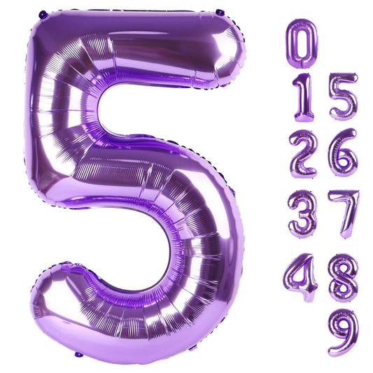 Purple Number 5 Giant Foil Birthday Balloon - 40 Inch